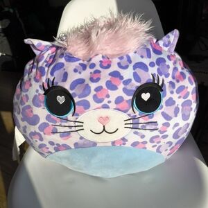 Plush Purple Leopard Kids Pillow, Big Squishy Cat